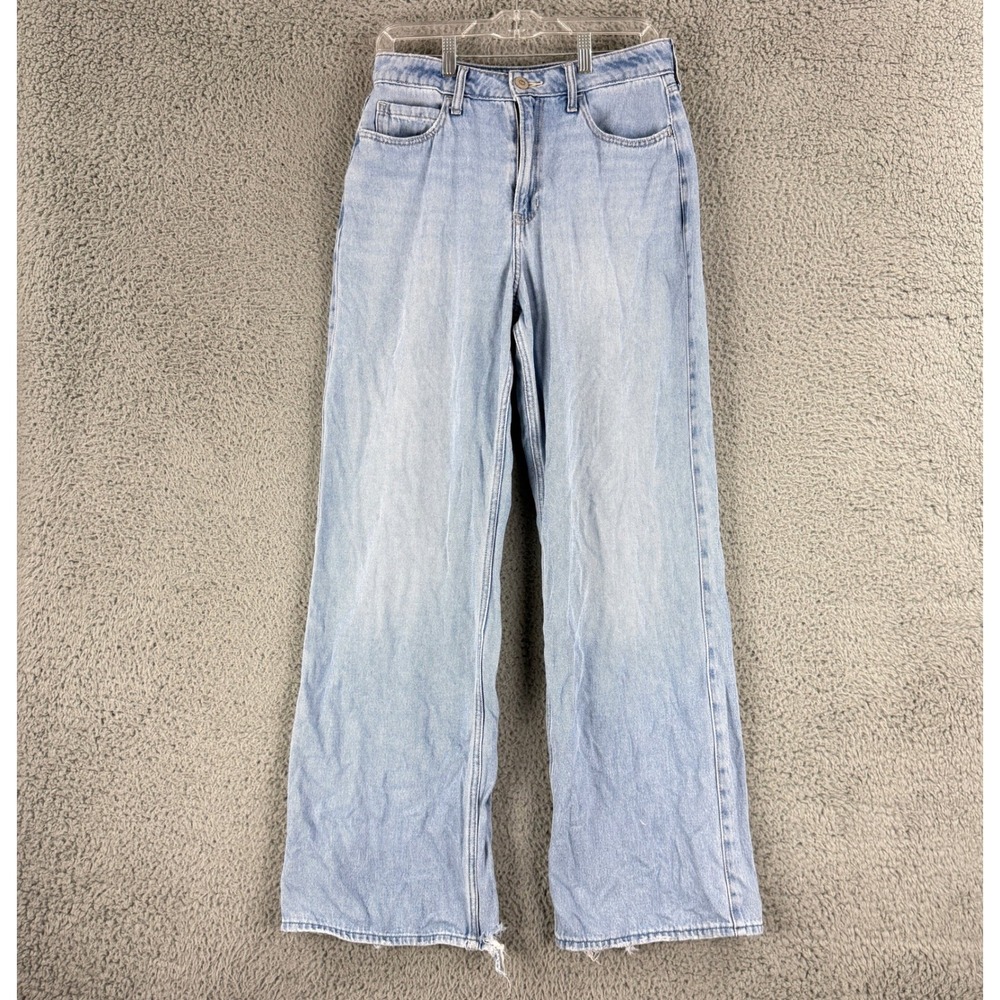 Hollister Ultra High Rise Baggy Jeans Womens 6R W28 Light Wash Cotton Wide Leg